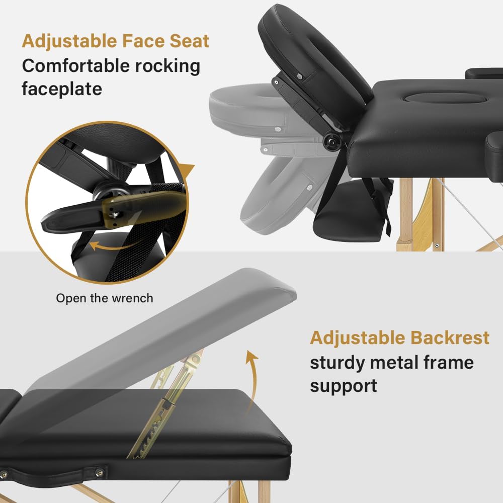 Black Folding Massage Table with Carry Case D317796
