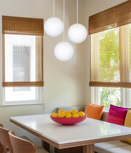 14" Mid-Century Modern Hanging Orb Pendant Light with Smooth Matte White Frosted Diffuser, Cool Brass Finish H5983