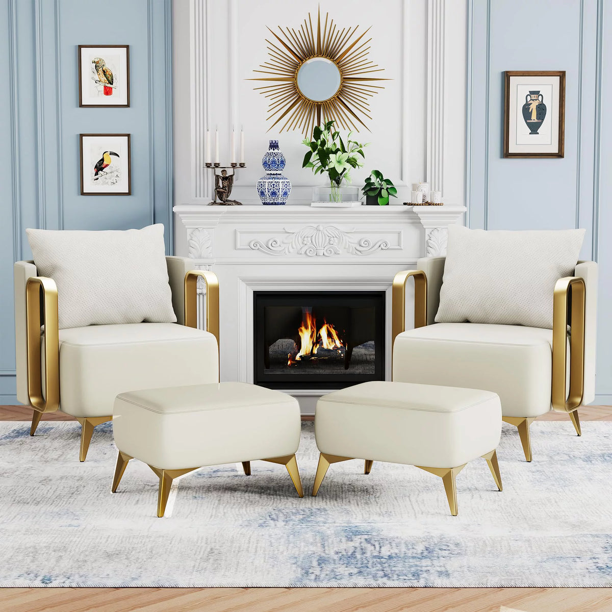 Velvet Accent Chair with Ottoman N277