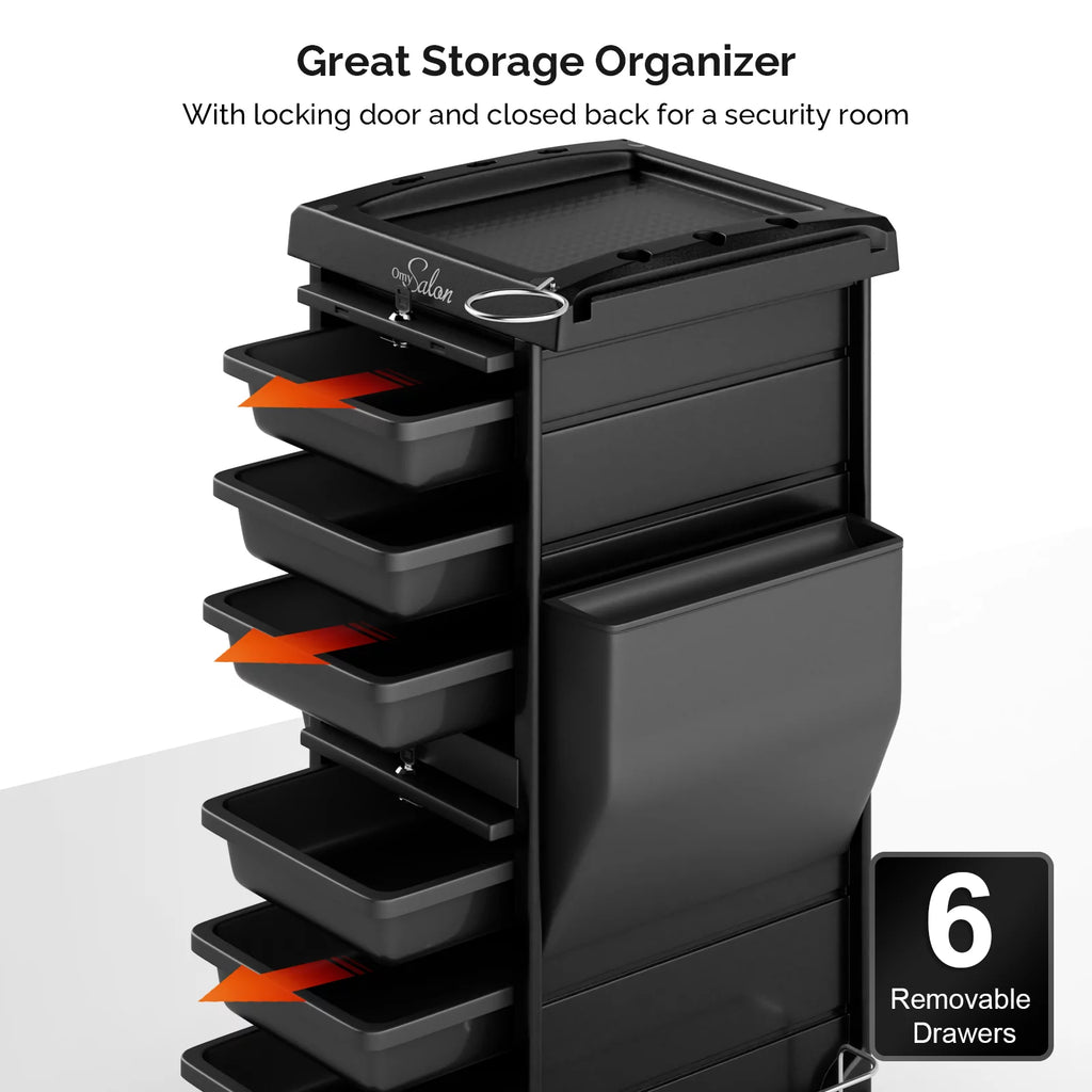 Salon Trolley with Lock 6 Drawers, Rolling Cart D648066