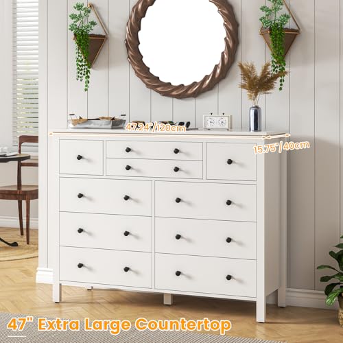 10 Drawer White Wooden Dresser K6635