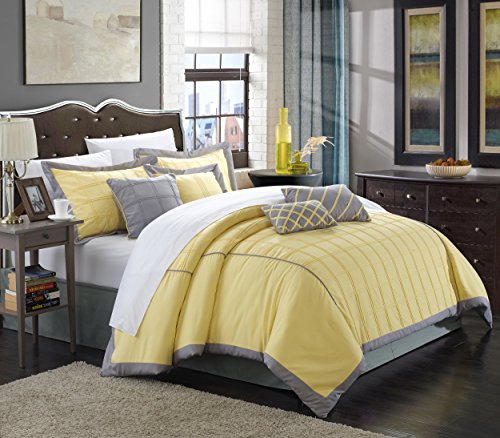 8 Piece Queen Yellow Comforter Set B23036