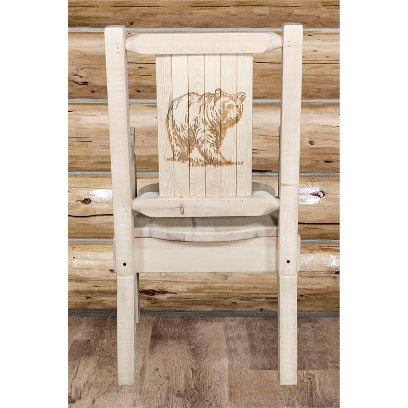 Laser Engraved Bear Design Captain's Chair Z399