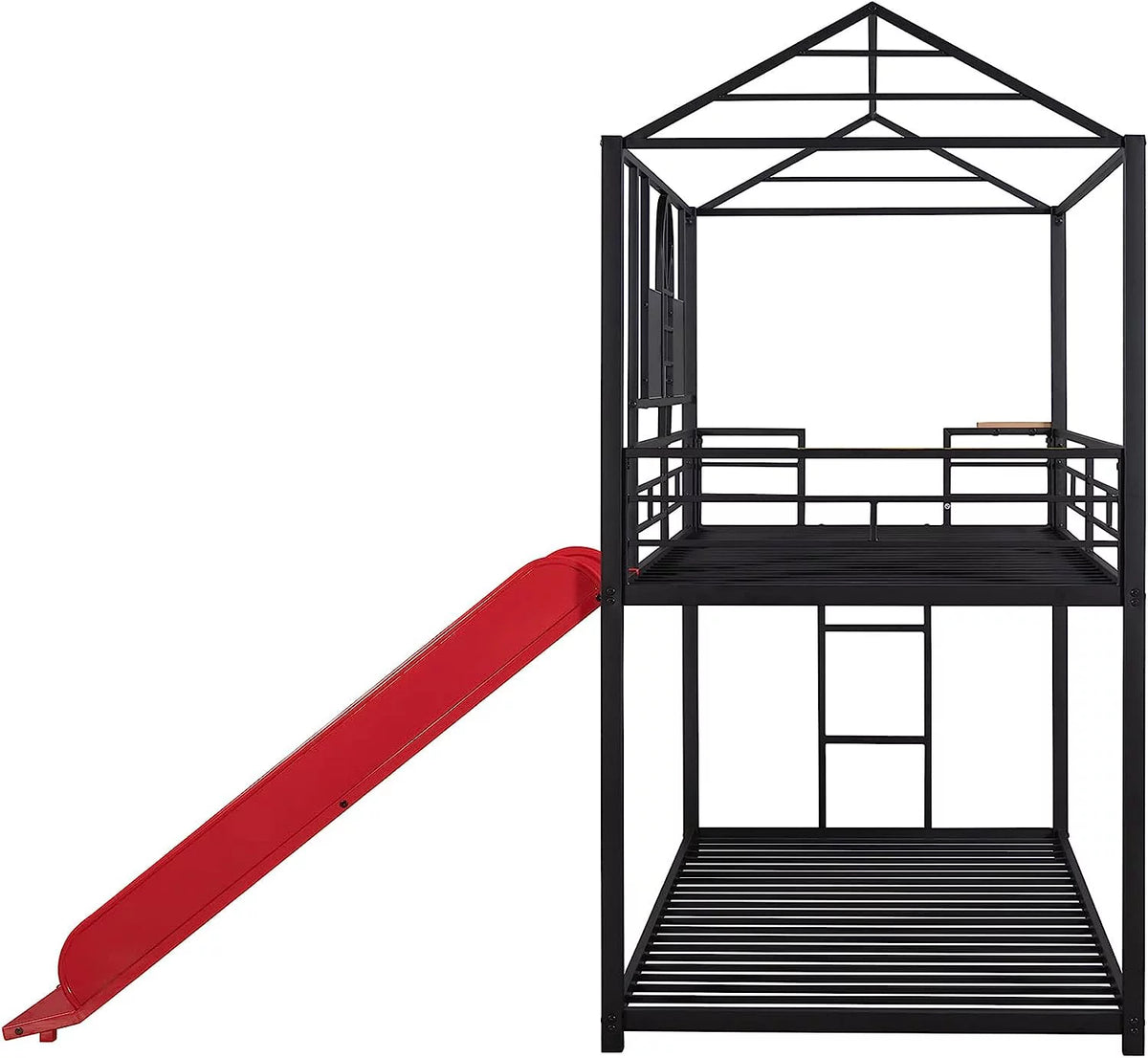 Twin Over Twin Metal Bunk Bed with Slide Q681
