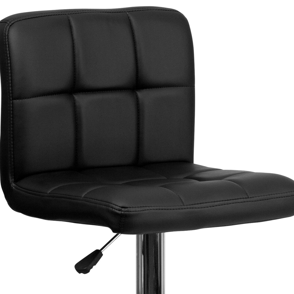 Black Quilted Vinyl Adjustable Height Barstool with Chrome Base Y43957