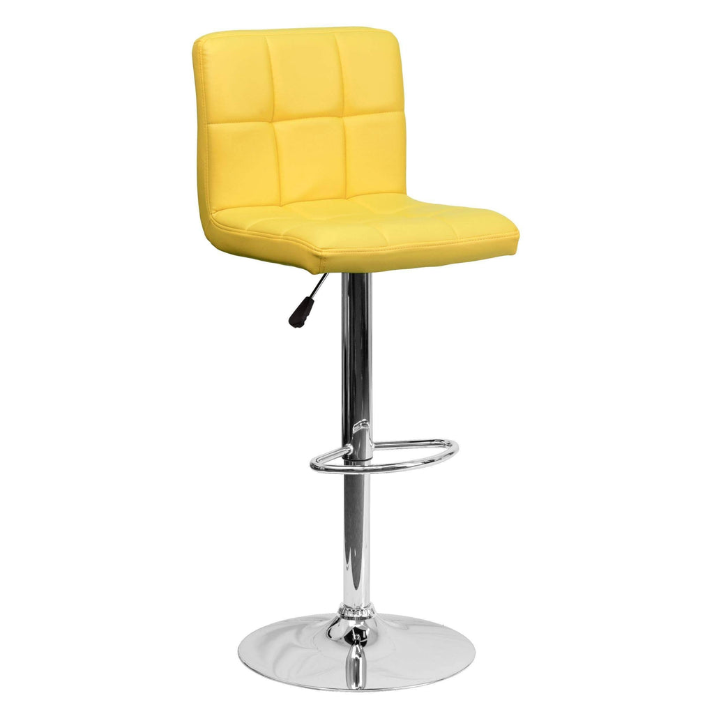 Black Quilted Vinyl Adjustable Height Barstool with Chrome Base Y43957