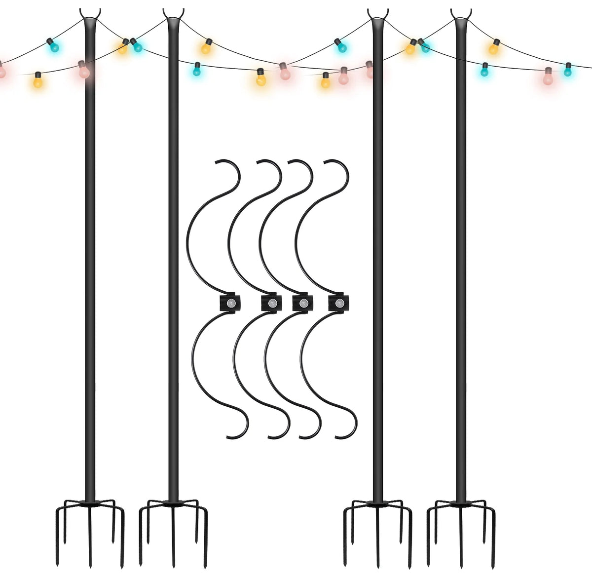 String Light Poles Stand for Outside, 2 Pack, 9 FT x 25 mm J6871