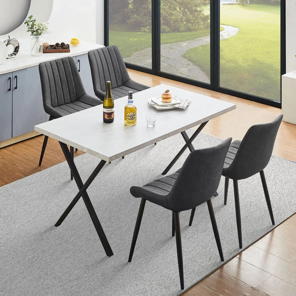 Gray Faux Leather Armless Dining Chairs Set of 2 W267893