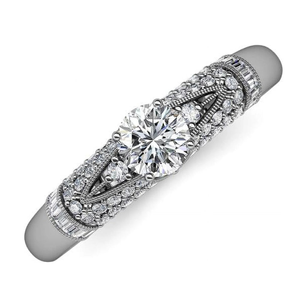 14K White Gold Moissanite Engagement Ring V2257