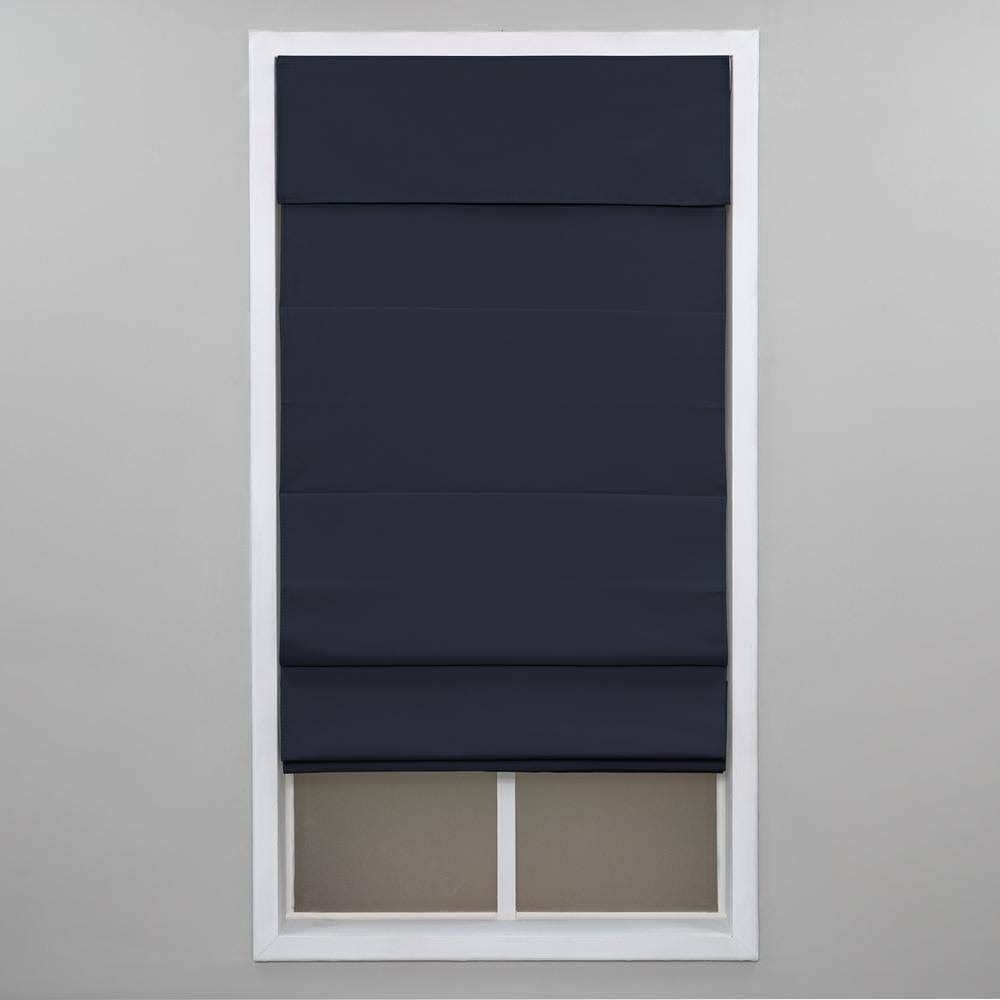 Navy Cordless Blackout Cotton Roman Shade 30 in. W x 72 in. L E84081