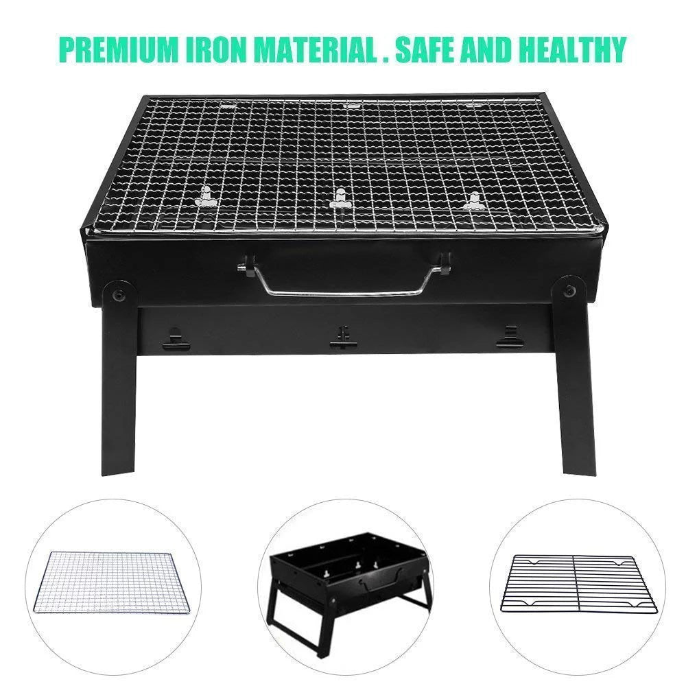 Folding Portable Charcoal BBQ Grill with 10 Pc Stainless Steel Sticks D182