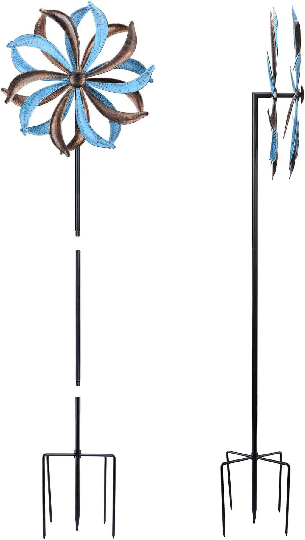 Blue Flower Metal Stake Wind Spinner N674