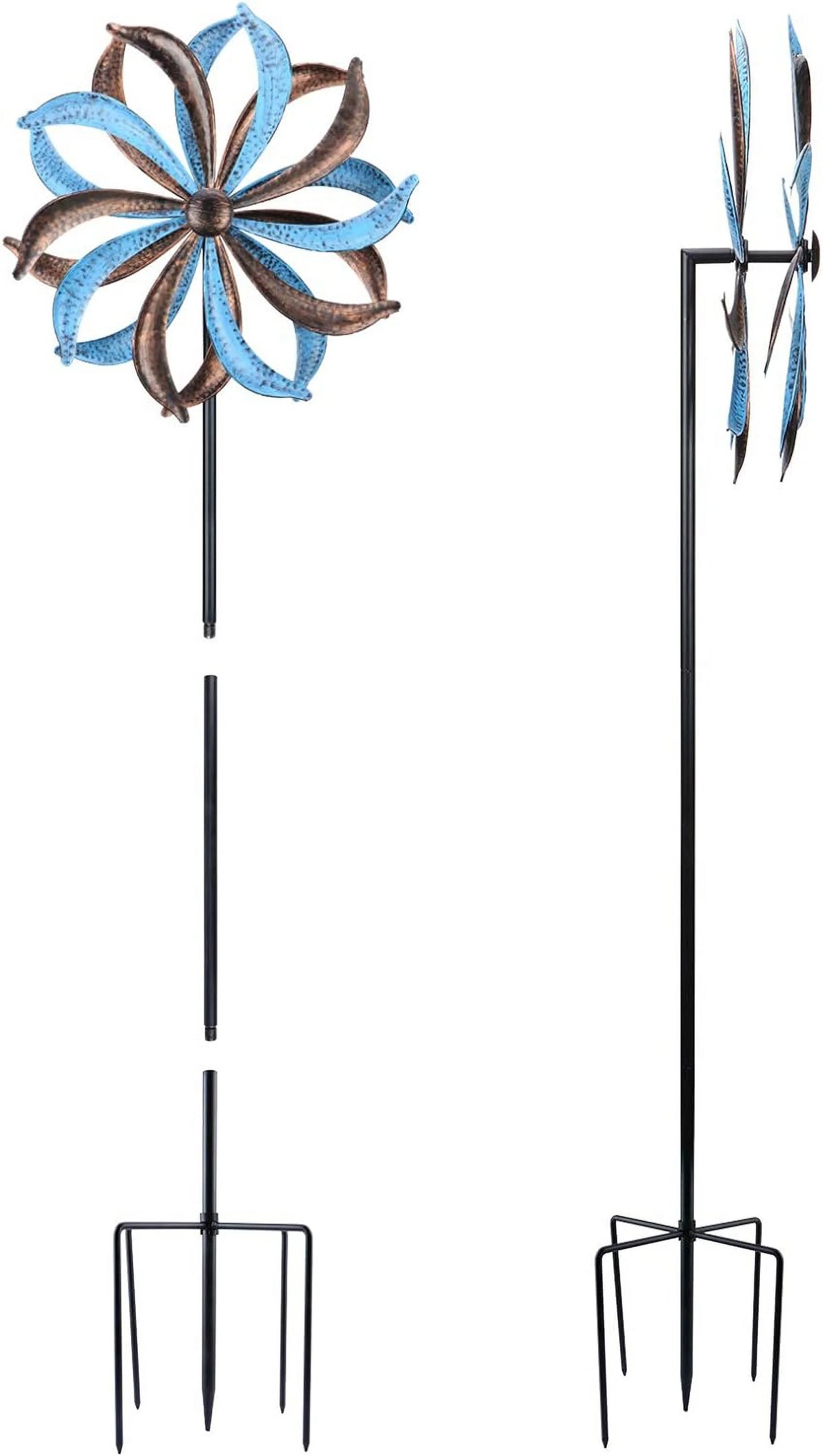 Blue Flower Metal Stake Wind Spinner N674