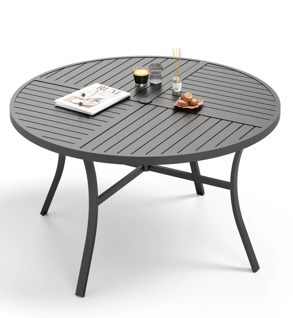 42" Outdoor Metal Round Dining Table Black S705