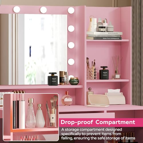 White Vanity Desk with Mirror and Light Y694