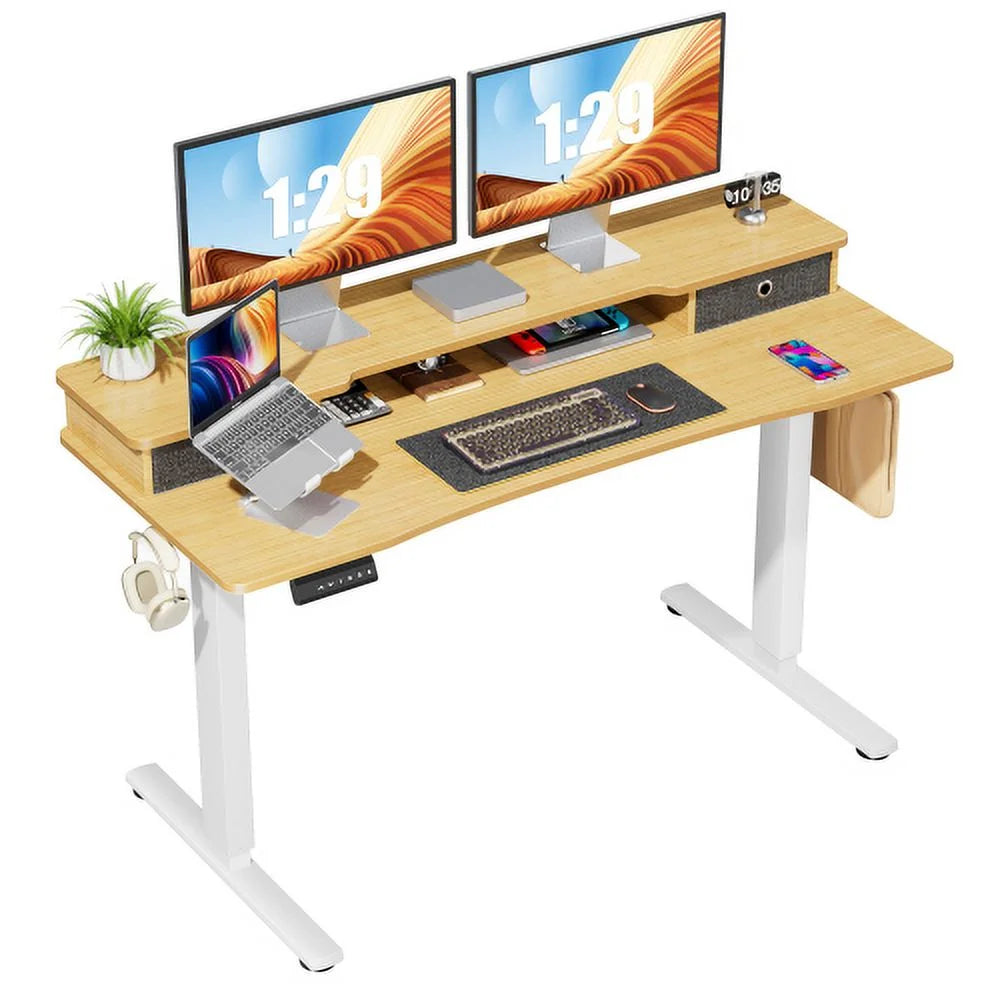 Height Adjustable Electric Standing Desk with Storage Shelf Q979