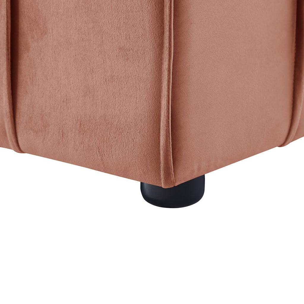 Navy Velvet Ottoman H9703