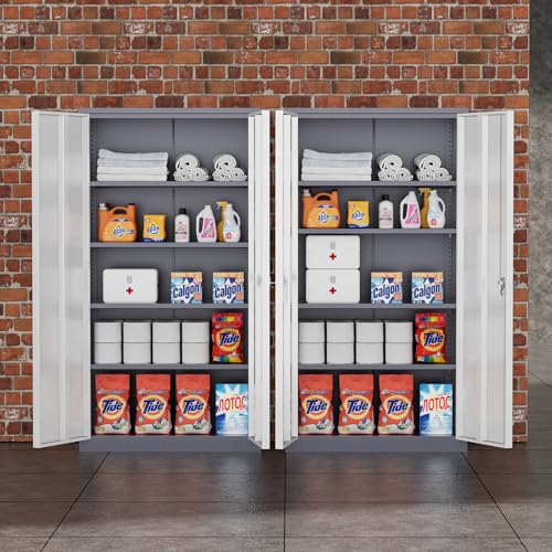 72" Black Locking Metal Storage Cabinet with Doors and 4 Adjustable Shelves G653