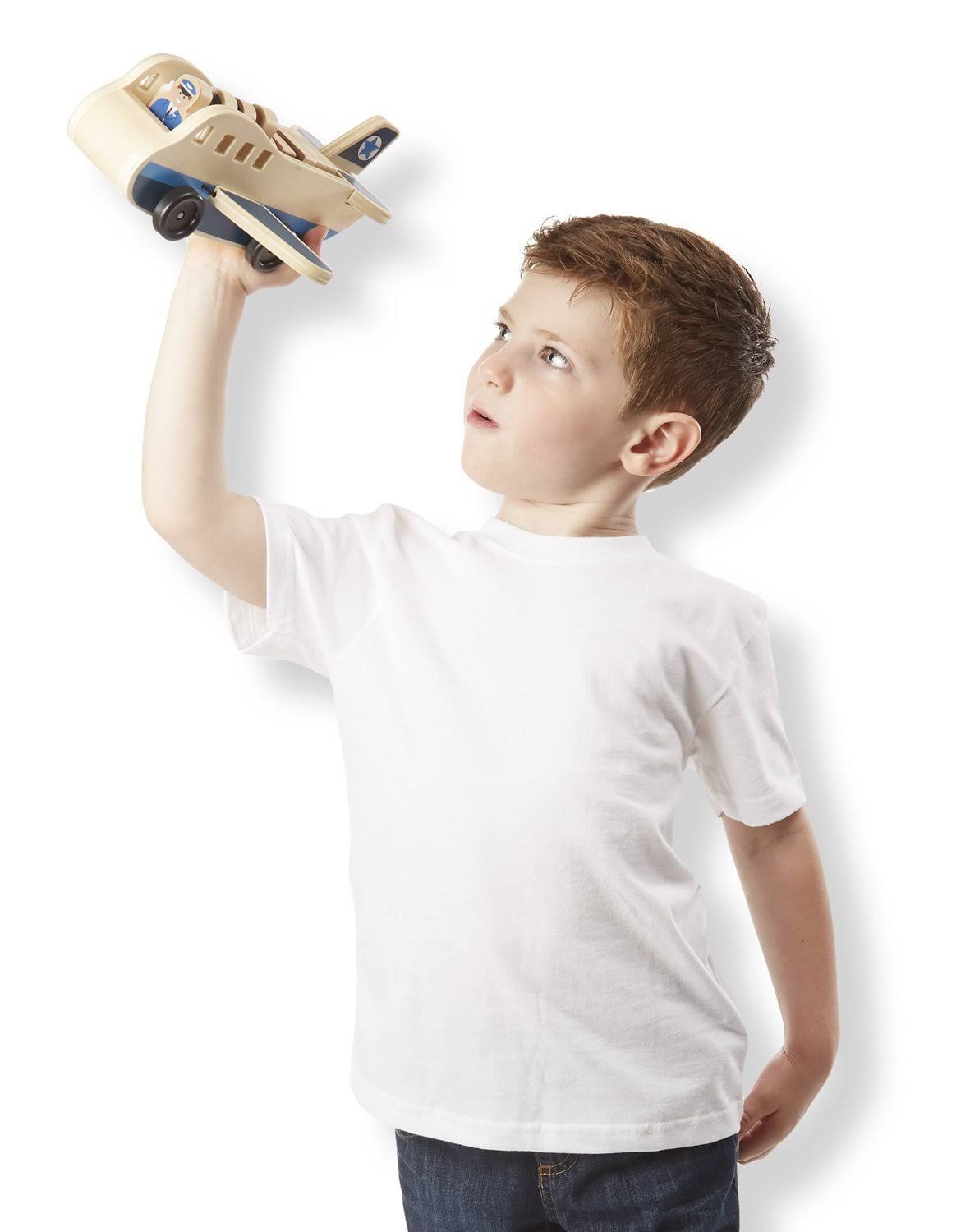 Wooden Aeroplane Play Set with 4 Play Figures and 4 Suitcases B49184