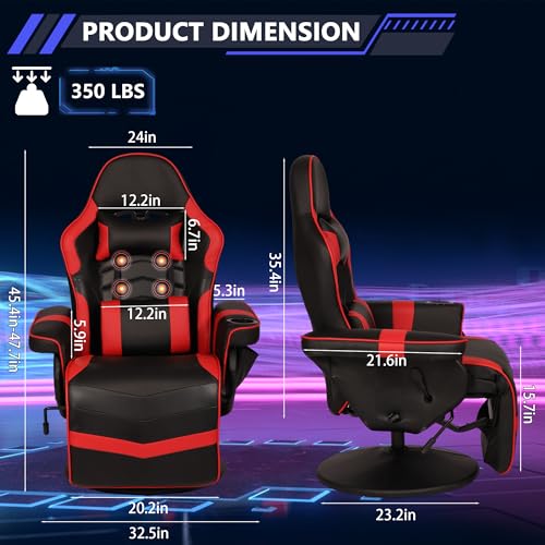 Blue Massage Gaming Chair with Footrest I767