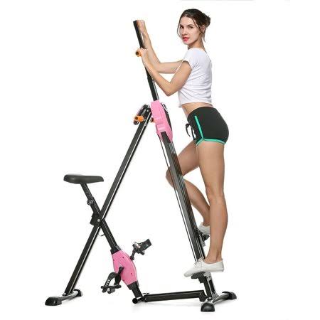 Pink Foldable Vertical Climber Machine 2 in 1 Exercise Fitness Folding Climbing Machine Stair Cardio Gym I1194