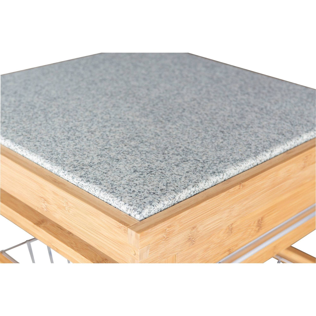 Bamboo Granite Top Kitchen Cart W27667