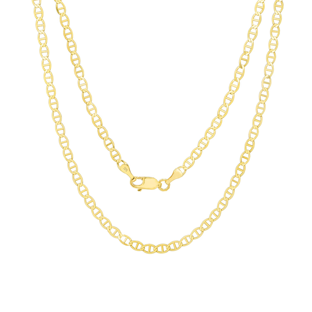 10k Yellow Gold Solid Anchor Chain Necklace 16" - 30" D118