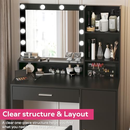 White Vanity Desk with Mirror and Light Y694