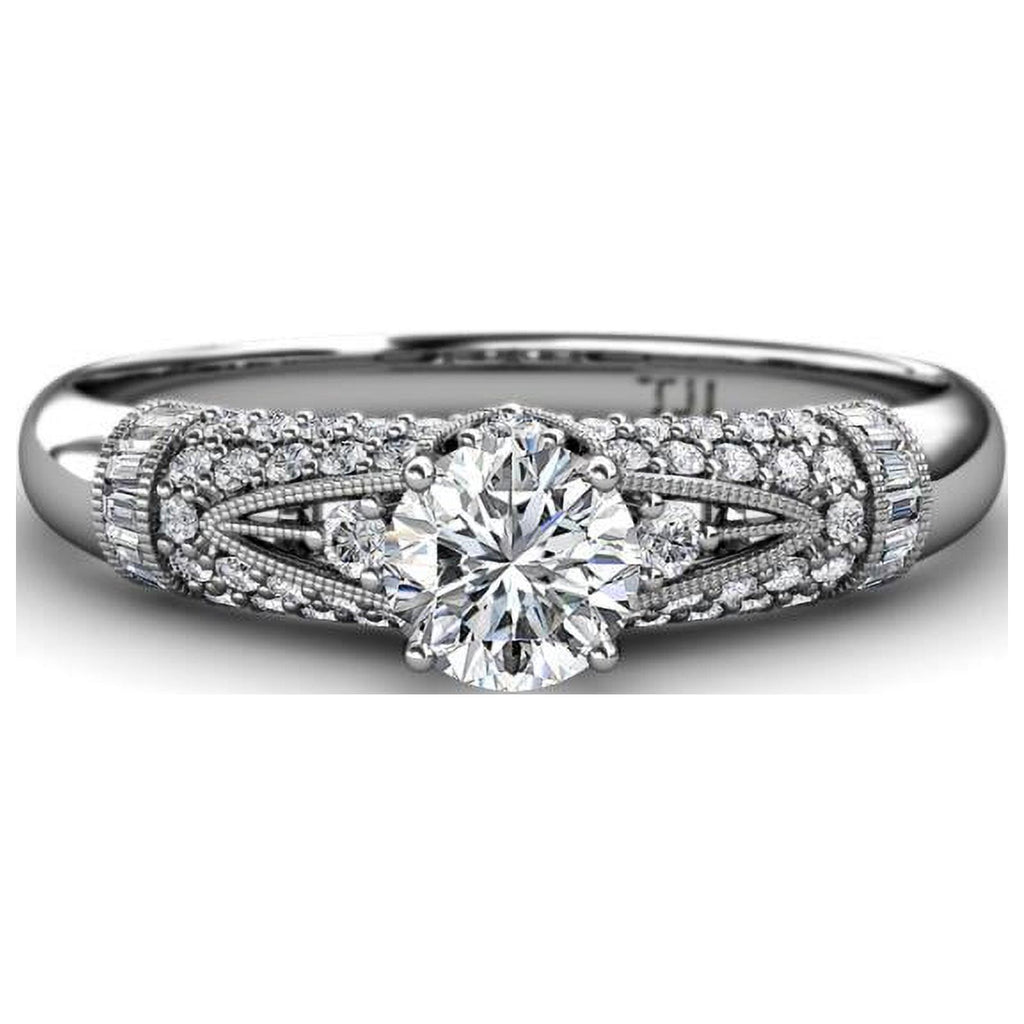 14K White Gold Moissanite Engagement Ring V2257