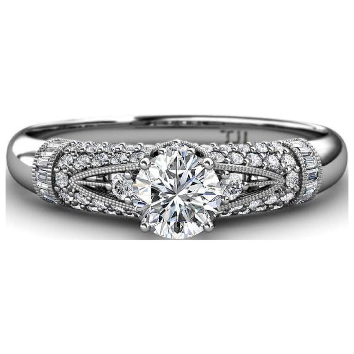 14K White Gold Moissanite Engagement Ring V2257