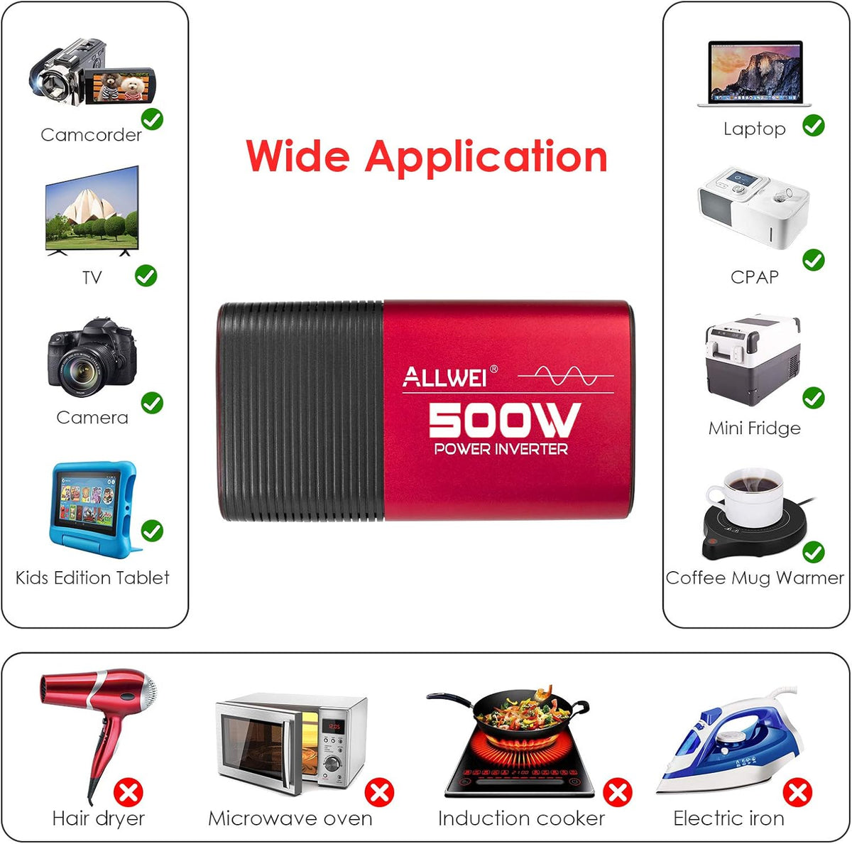 500W Pure Sine Wave Power Inverter DC 12V to AC 110V Car Inverter with Type C PD18W/12V DC Output/4.8A Dual USB Charging Ports and 2 AC Outlets Pack of 2 Q8681