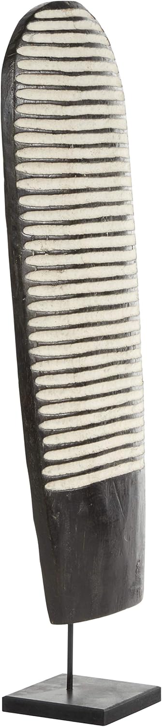 Hand-Carved Oval Wood Tikar Shield on Stand N120