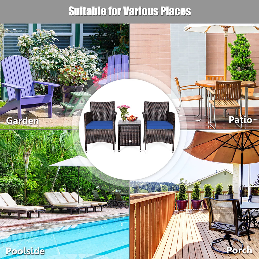 3 PCS Rattan Wicker Furniture Set O23606