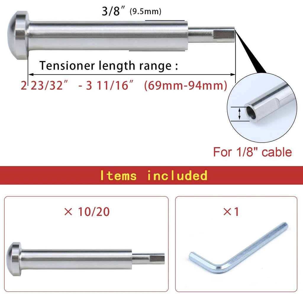 Cable Railing Kit Invisible 1/8 20 Pack Turnbuckle Swage T10439