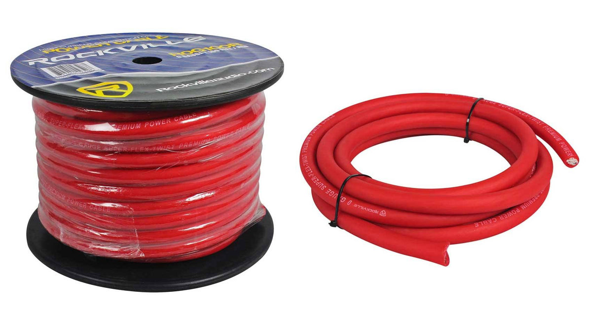 Red 0 Gauge AWG 100 Foot Spool Power/Ground Wire F910
