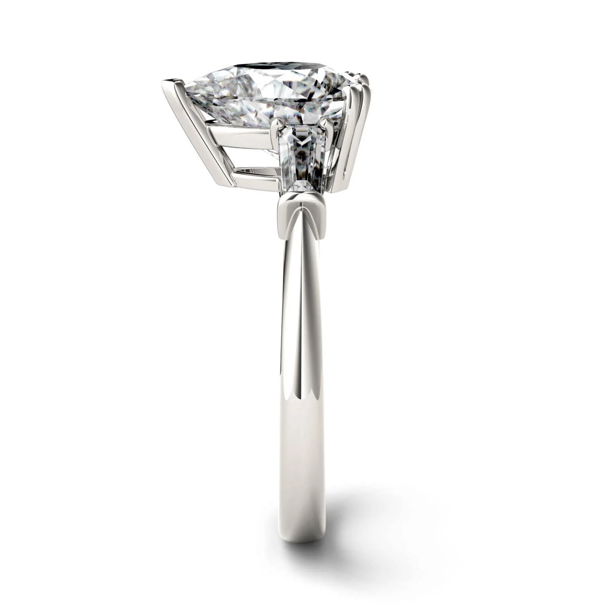 Pear Cut Moissanite Engagement Ring 2.47 DEW M950