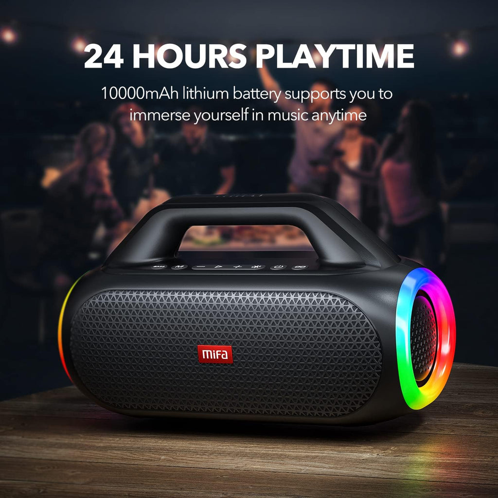 Portable Bluetooth Speaker with 2 Subwoofers, 2 Tweeters, LED Light, IPX7 Waterproof, 24H Playtime, 60W F70548