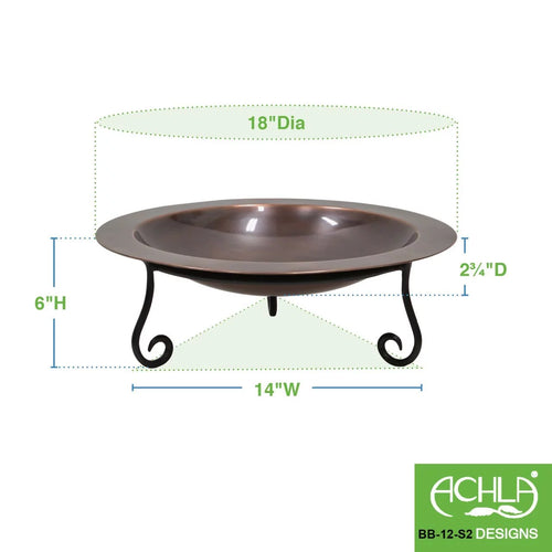 18" Copper Birdbath with Stand M102