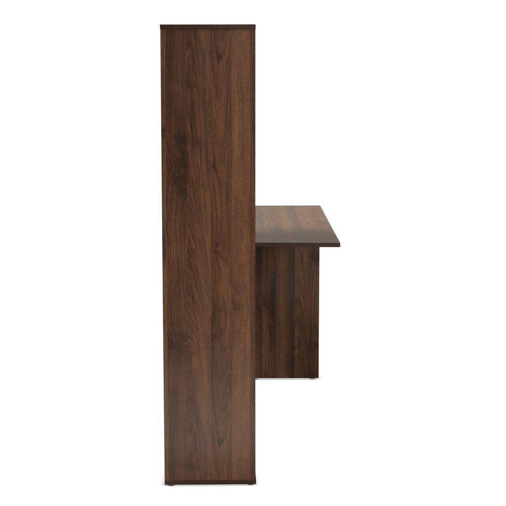 White & Walnut Brown Wood Storage Computer Desk with Shelves U970320