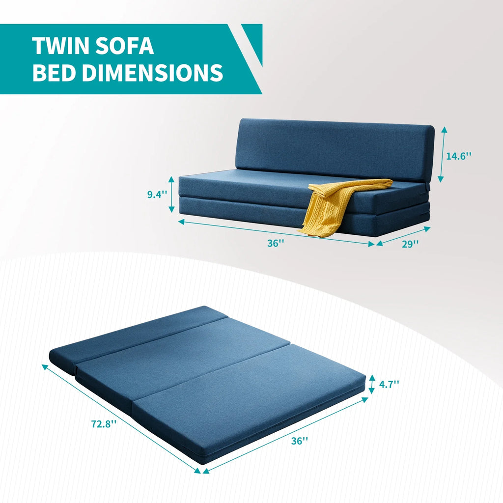 Folding Memory Foam Linen Sofa Bed O78702