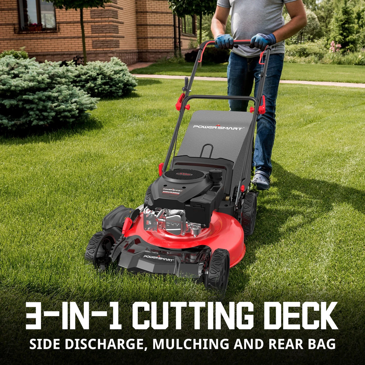 Gas Push Lawn Mower 21-inch 3-in-1 144cc OHV Gas Engine C9015