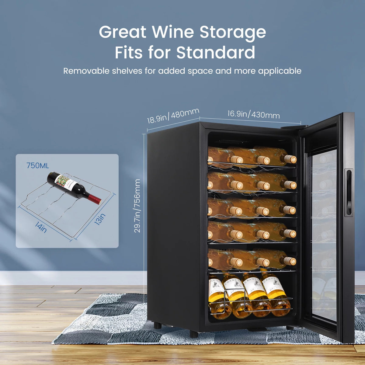 24-Bottle Wine Cooler Refrigerator with Glass Door G681399