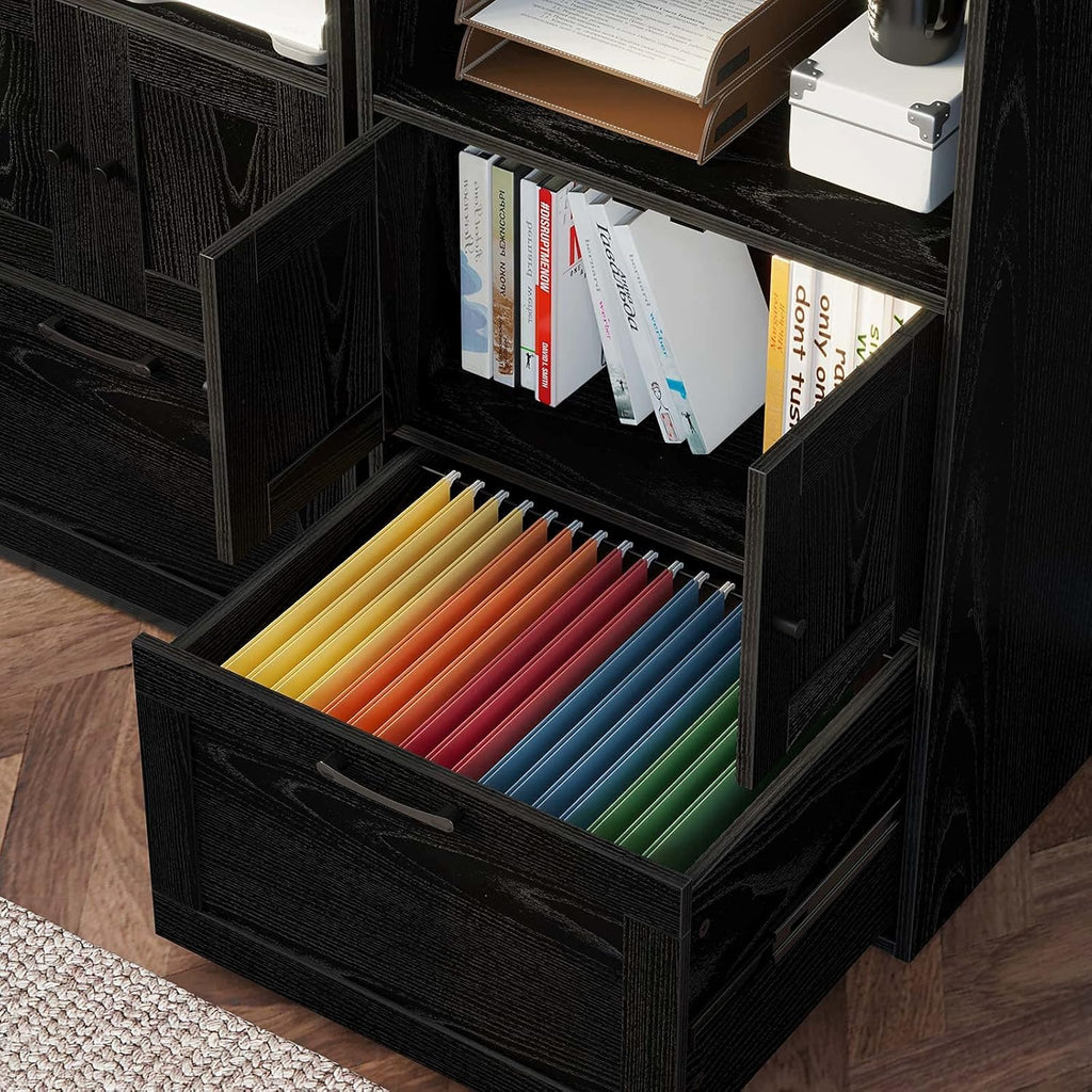 Black File Cabinet with Drawer and Storage Shelf B841020