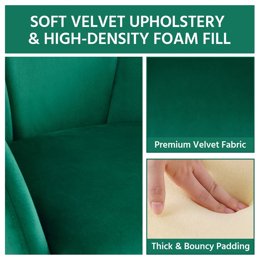 Green Velvet Armchair with Golden Metal Legs B8482