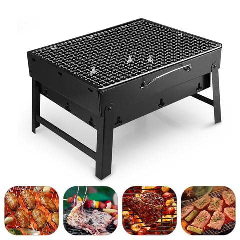 Folding Portable Charcoal BBQ Grill with 10 Pc Stainless Steel Sticks D182