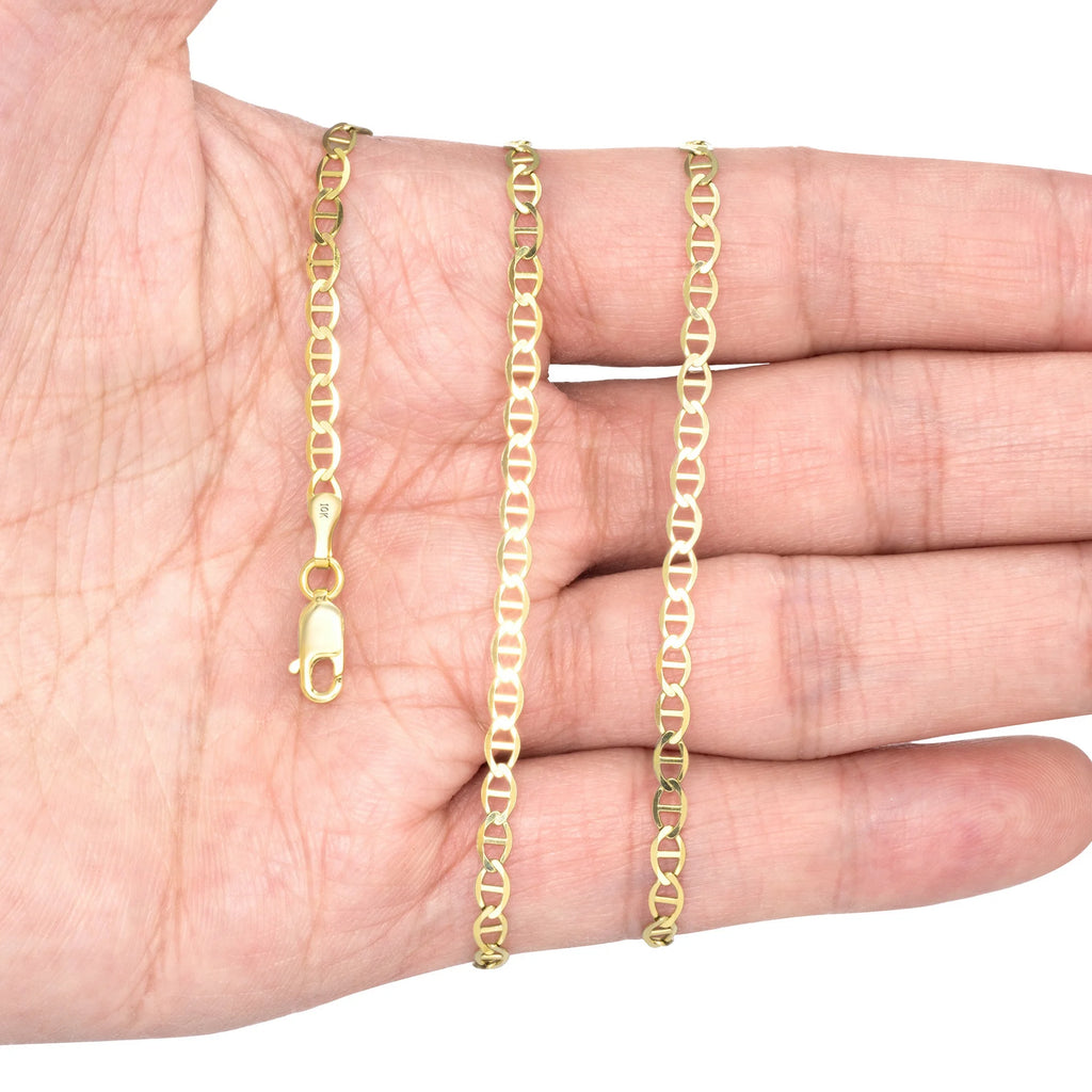 10k Yellow Gold Solid Anchor Chain Necklace 16" - 30" D118