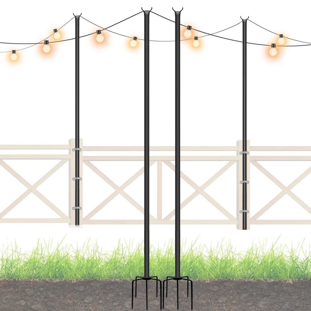 String Light Poles Stand for Outside, 2 Pack, 9 FT x 25 mm J6871