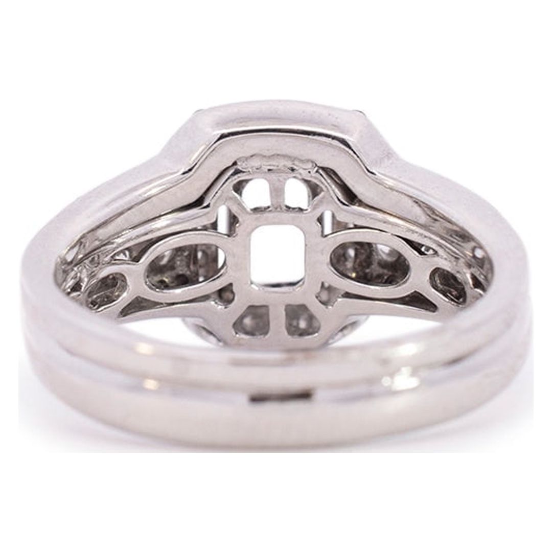 18K White Gold Rectangle Halo Diamond Engagement Ring O3525