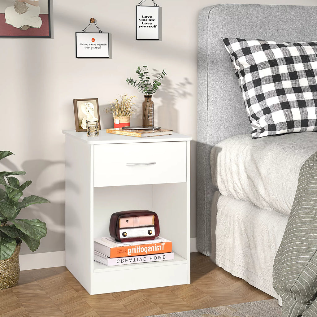White Nightstand with Drawer L456