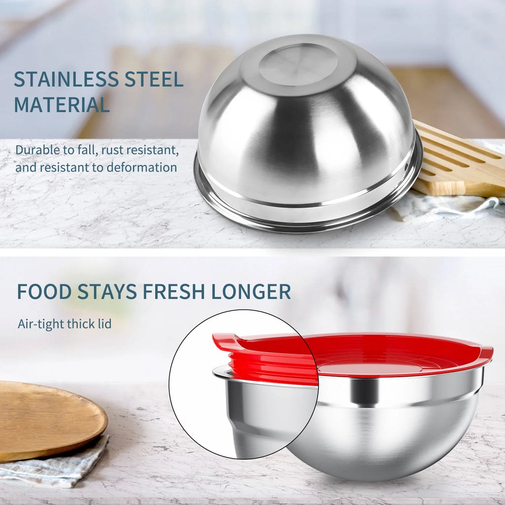 Stainless Steel Mixing Bowls Set with Lids 7 Pc M303374
